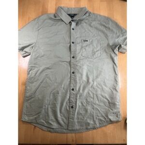 RVCA Men's Short Sleeve Button-Up Shirt Size L Large Balsam Green Gray Cotton